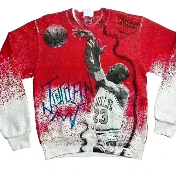 Rare DS vintage 90s Michael Jordan all over print sweatshirt chicago bulls - Picture 3 of 6